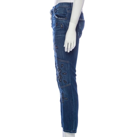 Current/Elliott The Fling Jeans with Embroidery Cutout, Size 24 - Picture 3 of 4